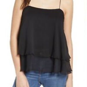 NWT LEITH Tiered Chiffon Tank Top in black (XS)